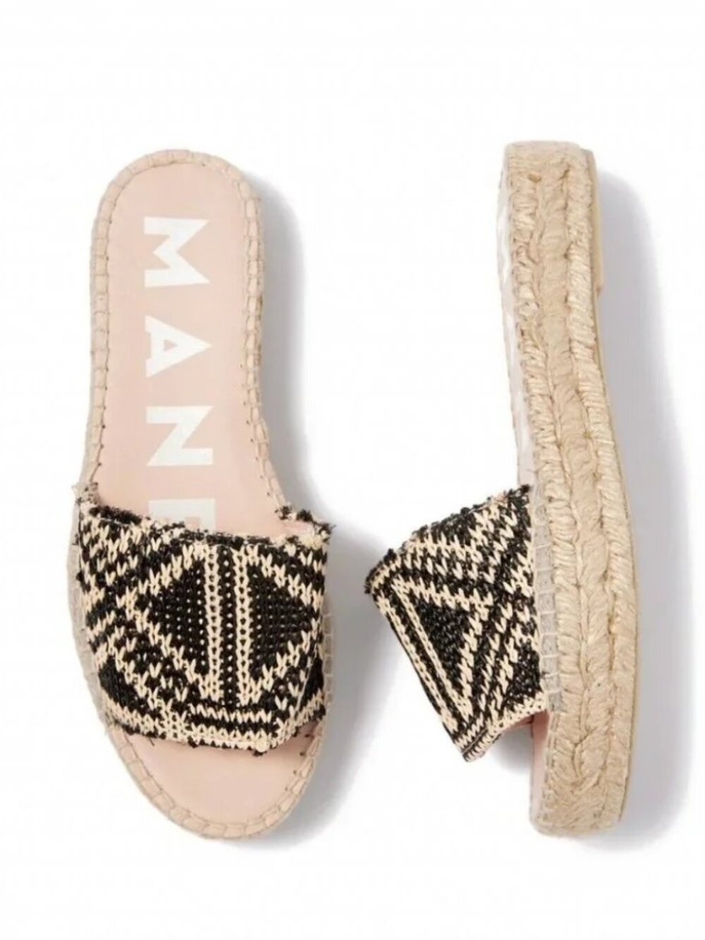 Manebi | YucatƔn Raffia Pattern Double Sole Woven Sandal ** Size 39 (US 8.5)